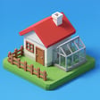 Petite ville 3D animée avec train