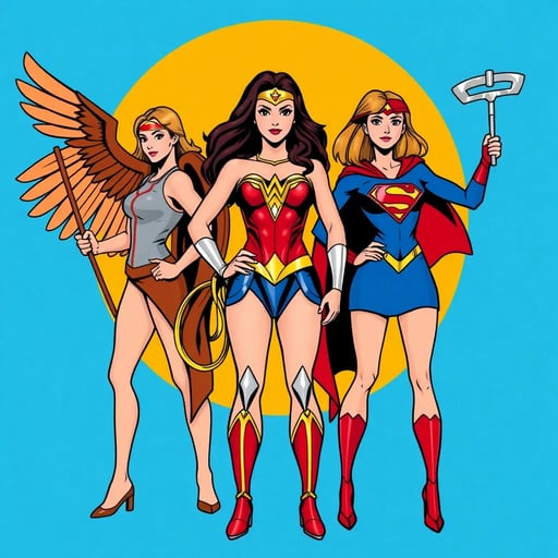 Những Người Phụ Nữ của Liên Minh Công Lý Wonder Woman Supergirl và Hawkgirl