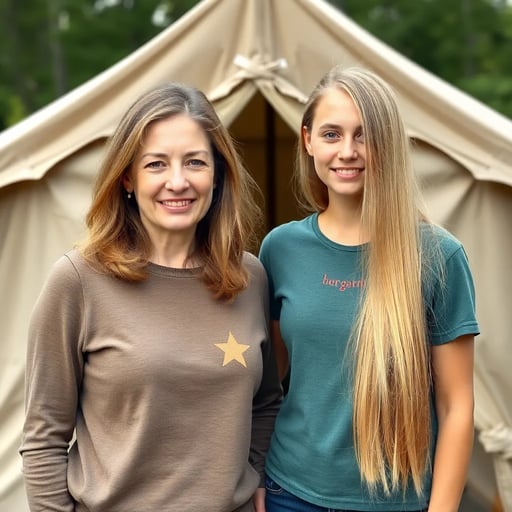 Mom and Daughter Camping