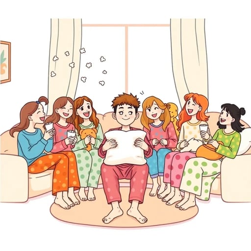 Only boy at a girls sleepover