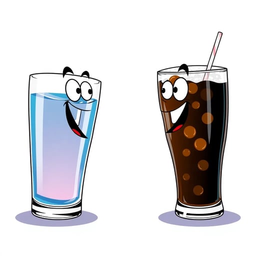 glass of water and glass of soda fighting which one is better