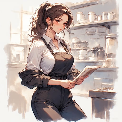 Сара, сотрудница кофейни (средних лет, девственница)